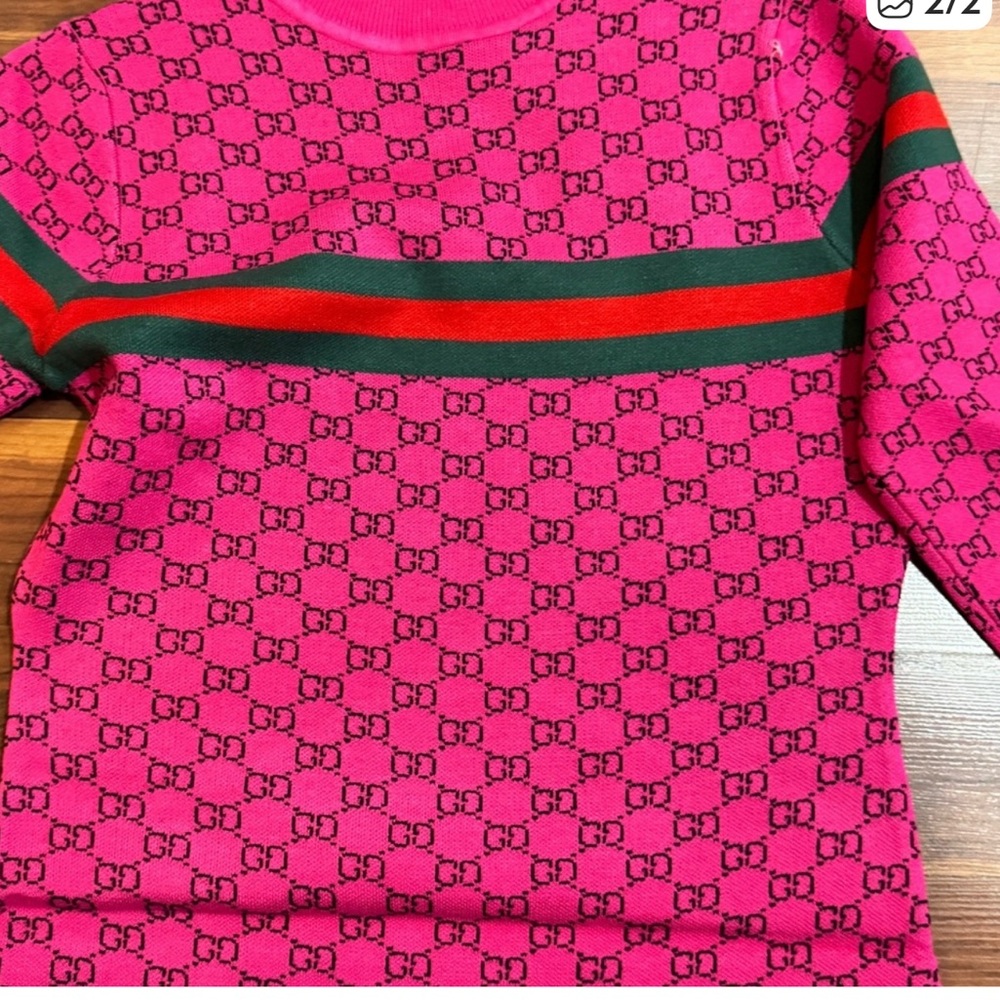 Fuchsia and Forest Green  not auth Sweater dress